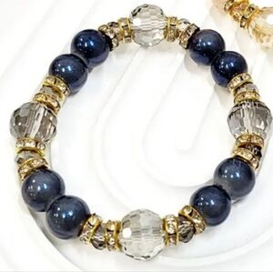 Natural Tone Glass Beaded stretch bracelet